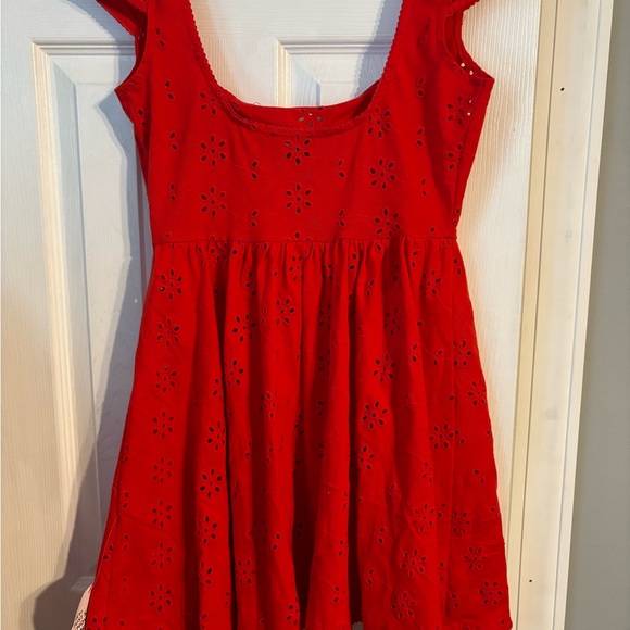 ASOS DESIGN Eyelet Corset Mini Dress - Red - Size 6 BNWT - Picture 3 of 5